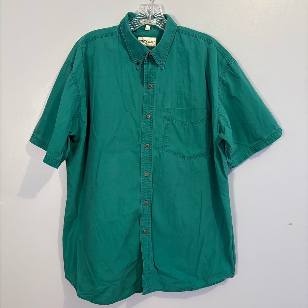 Vintage Campus Men’s Large 100% Cotton Short Sleeve Button Down Shirt Collared